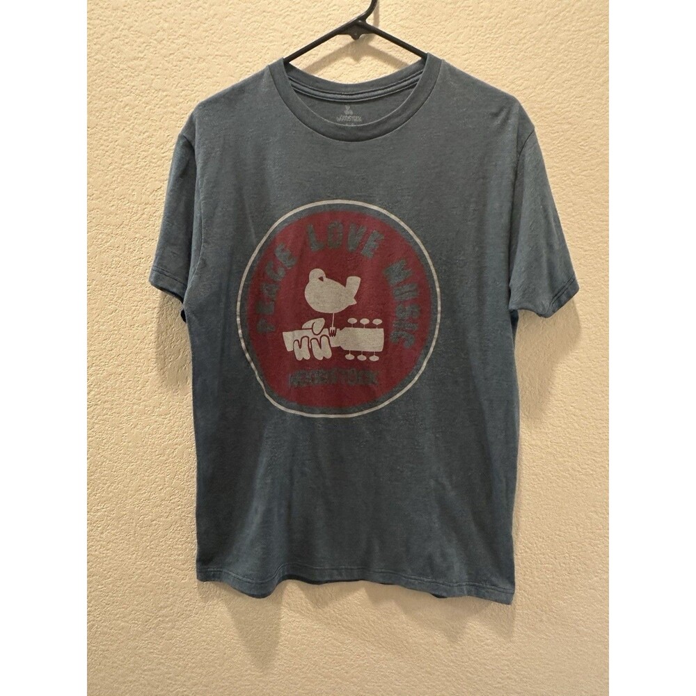Woodstock T Shirt Peace Love Music Size M Gray